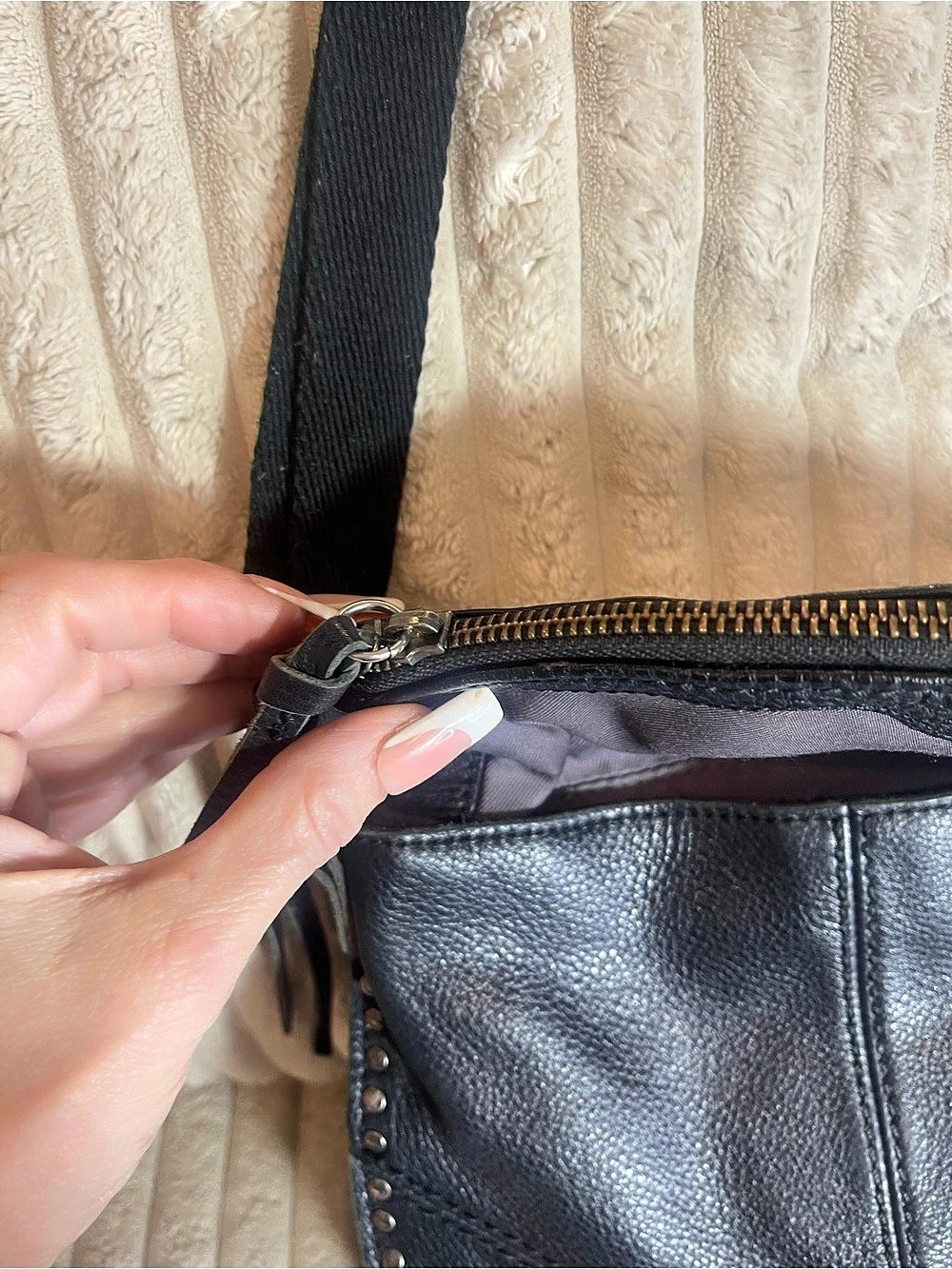 The Sak Black Leather Studded Crossbody Bag - Picture 4 of 8